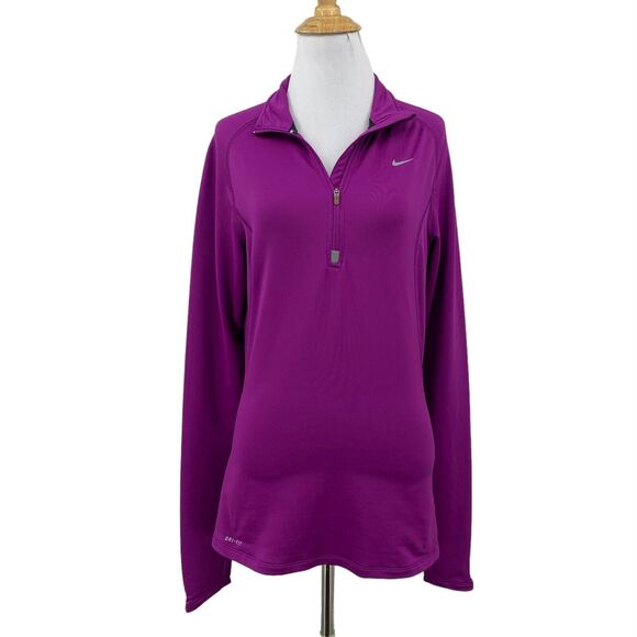 Nike Sweatshirt Womens S Small Violet Dri Fit Half Zip Stay Warm Running Shirt - Picture 1 of 12
